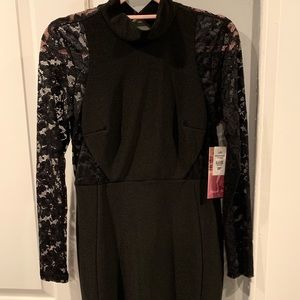 Black with long sleeve lace knee length